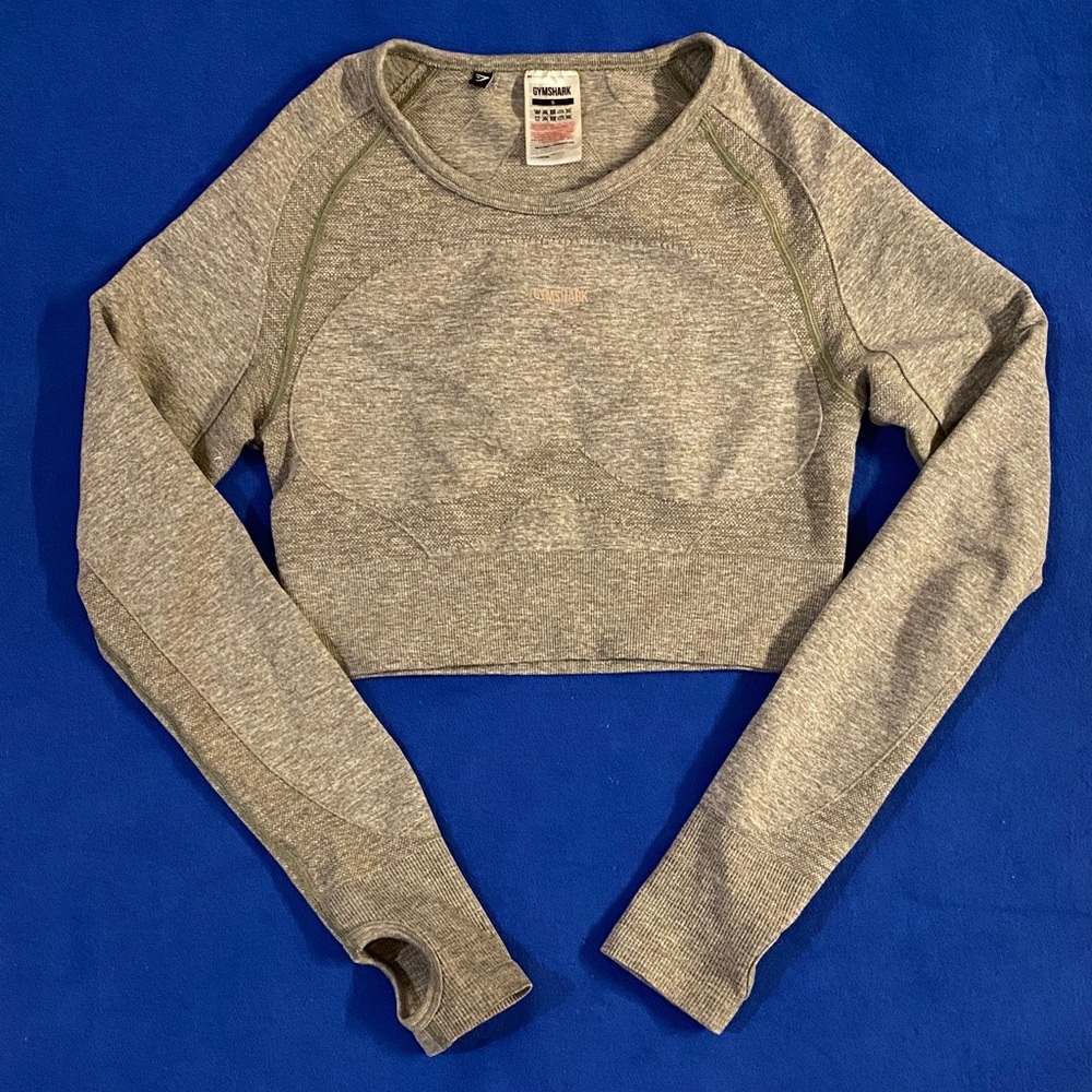 Gymshark Heather Gray Long Sleeve Crop Top S